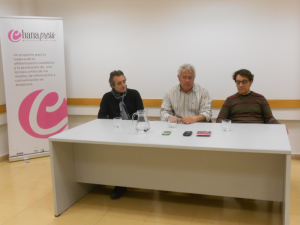 De izquierda a derecha, Pepe Castro, Estanislao Ferrer y Antonio Valero durante la entrevista./Chana Press.