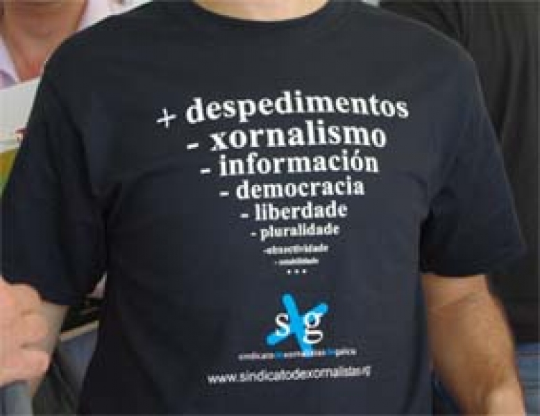 Camiseta elaborada por el Sindicato de Xornalistas de Galicia
