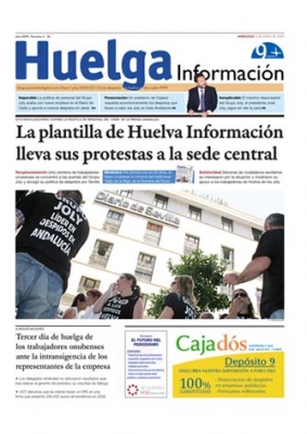 Portada del 'Huelva Información' modificada con noticias todas sobre la situación laboral