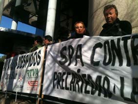 El SPA protestando en la puerta del Consejo de Administración